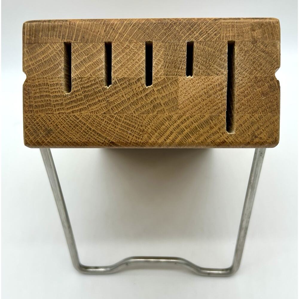 Cutco 5 Slot Oak Wood Knife Block Storage Space Saver Stand Or Hanging GUC - Picture 2 of 9